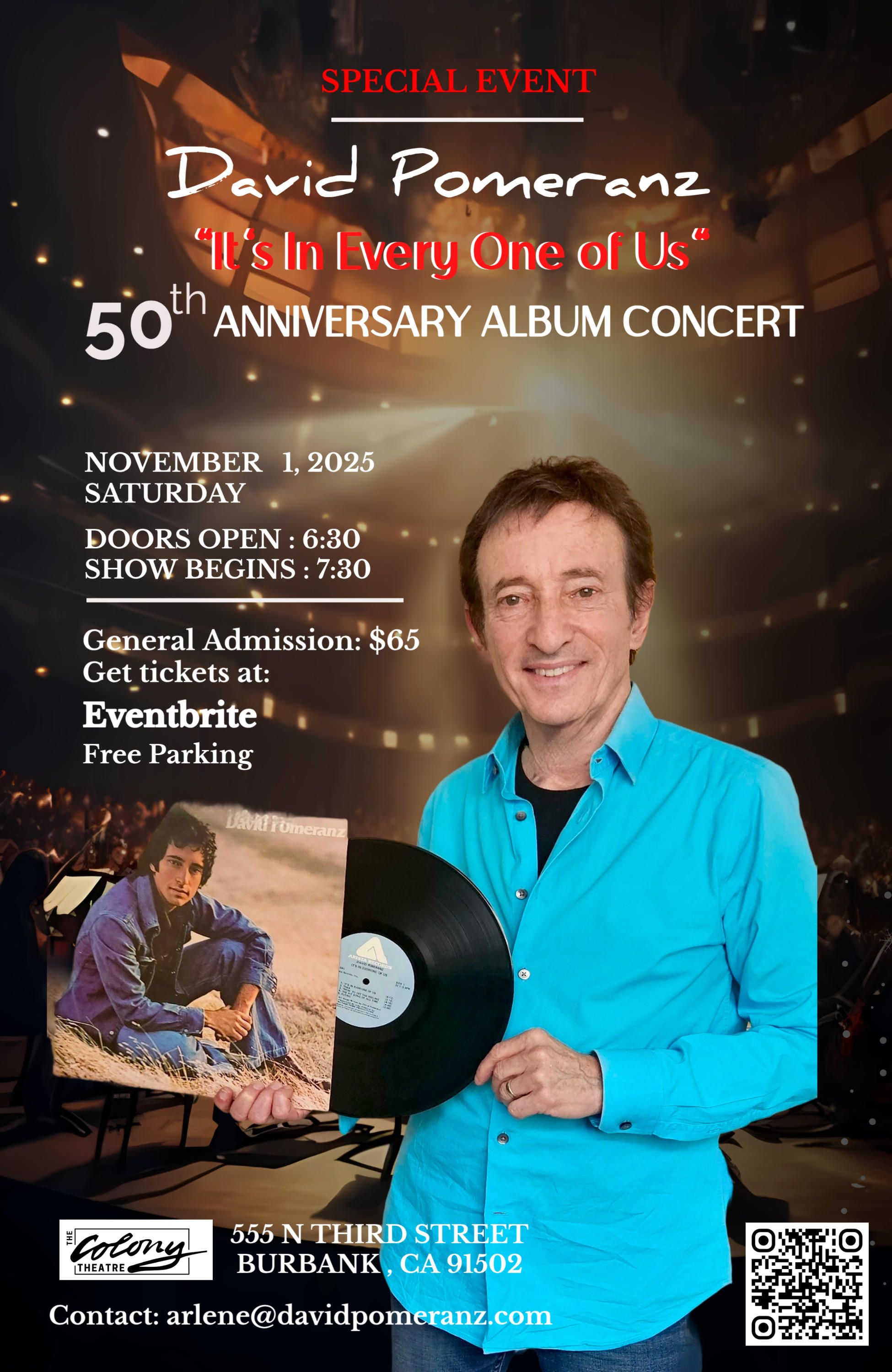 Legendary Singer/Songwriter David Pomeranz Announces a Celebration